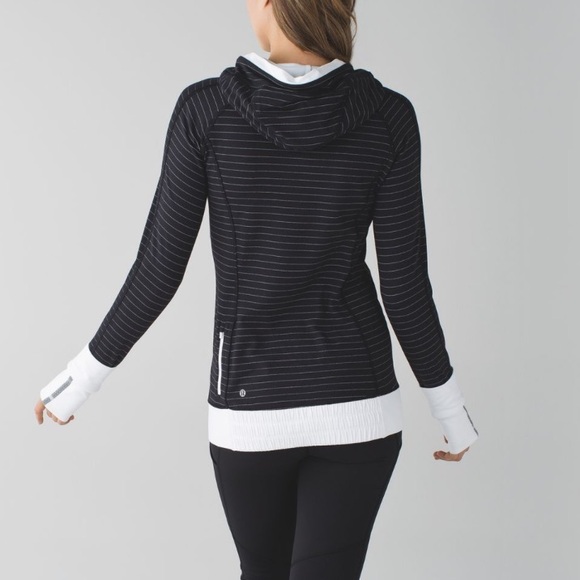 lululemon athletica Tops - Lululemon Think Fast Hoodie Women’s Size 4 Black and White Striped